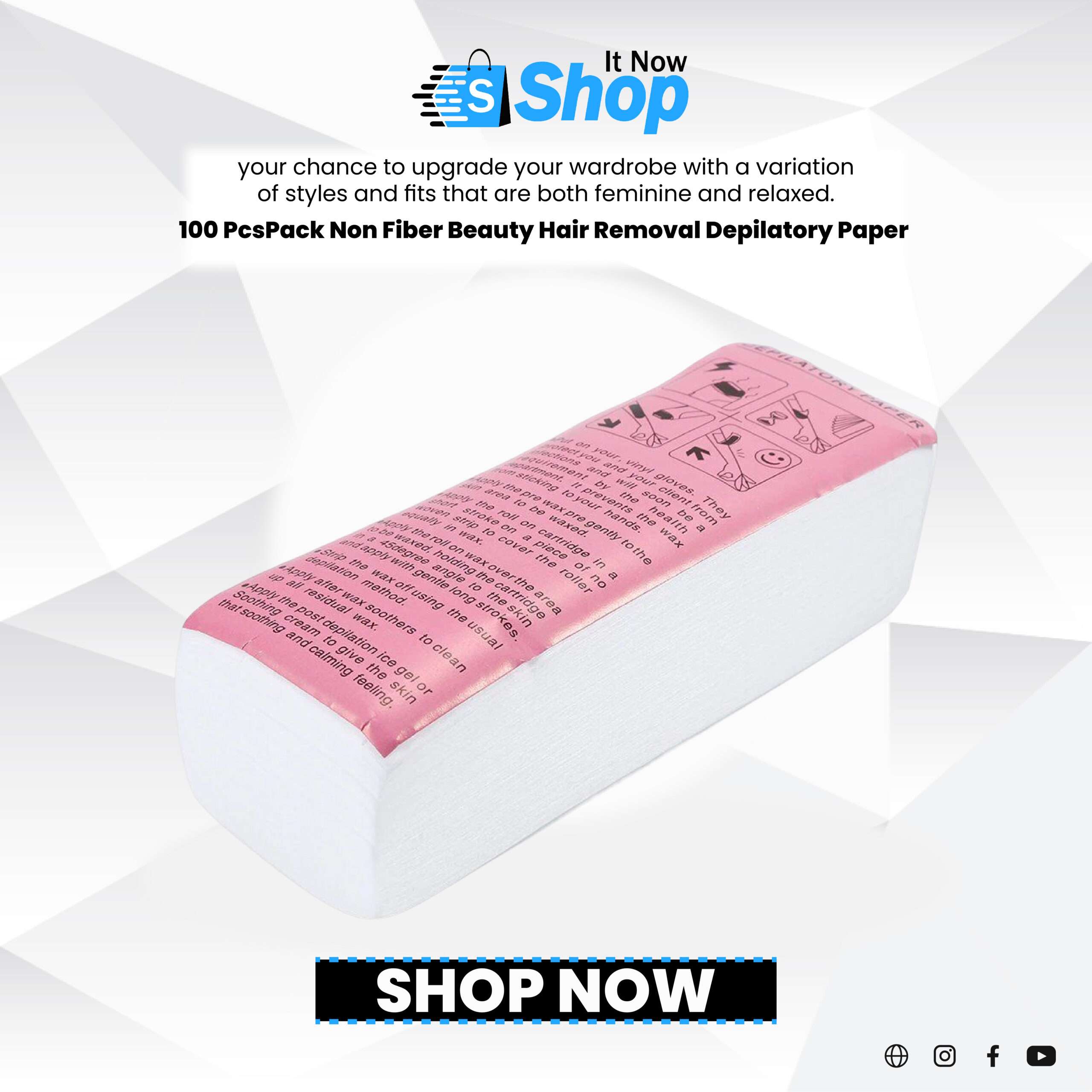 100 Pcs/pack Non Fiber Beauty Hair Removal Depilatory Paper 3.5 Inch Wide 8 Inch Length Waxing Non-woven Epilator Wax Strip Paper (original)