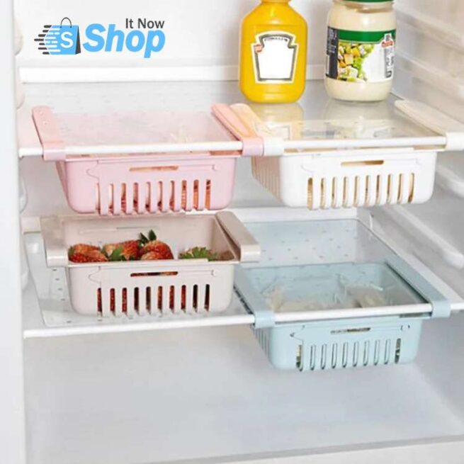 Adjustable Storage Basket For Fridge | Plastic Basket | Stretchable Food Organizer (random Color)