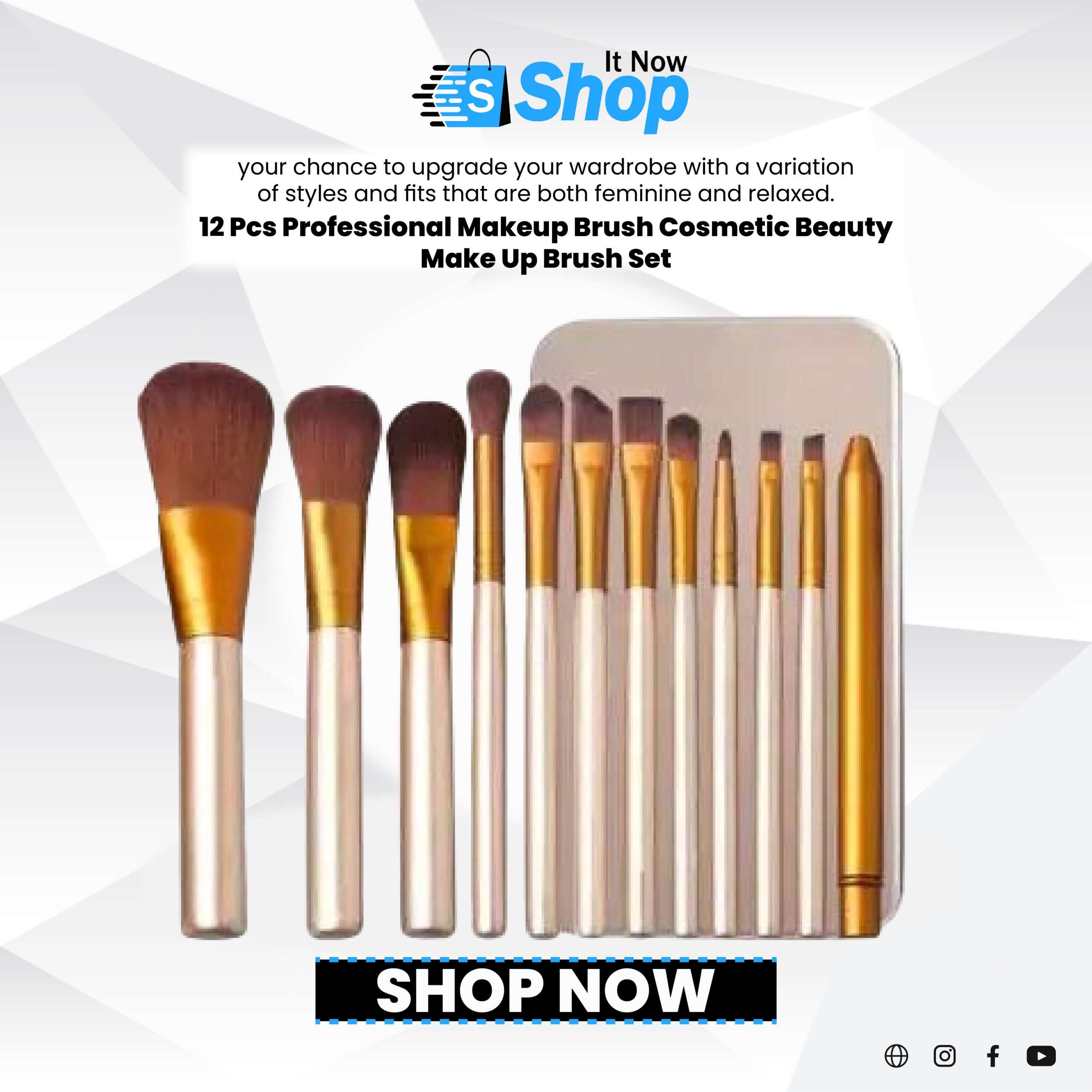 12 Pcs Professional Makeup Brush Cosmetic Beauty Make Up Brush Set