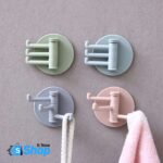 Pack Of 3 Multifunctional Bathroom Wall Shelf Free Punching Seamless Trace Rack Rotating Hook Strong 3 Branch Rotating Sticky Hook