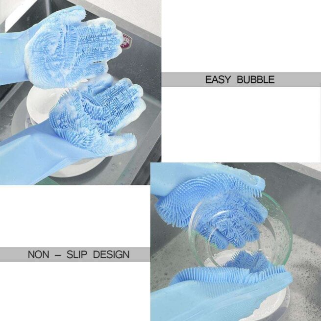 1 Pair Silicone Dishwashing Gloves - Random Color