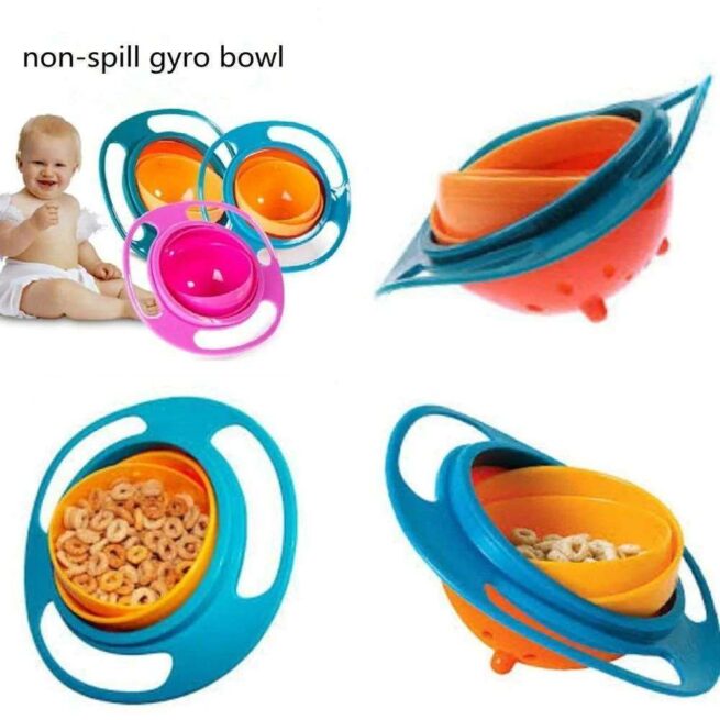 360 Degree Baby Gyro Bowl Spill Proof Rotation Non Spill