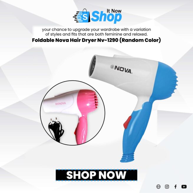 Foldable Nova Hair Dryer Nv-1290 (random Color)