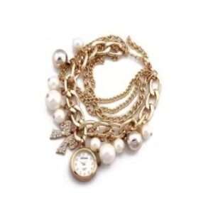 Gold Pearls Crystal Bracelet Watch - 4
