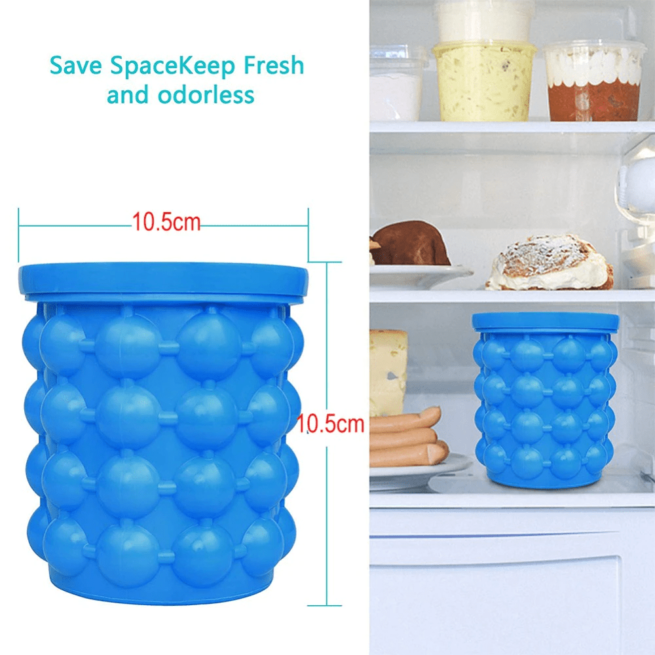 2 In 1 Ice Cube Maker Genie Space Saving Ice Genie Silicone Ice Bucket