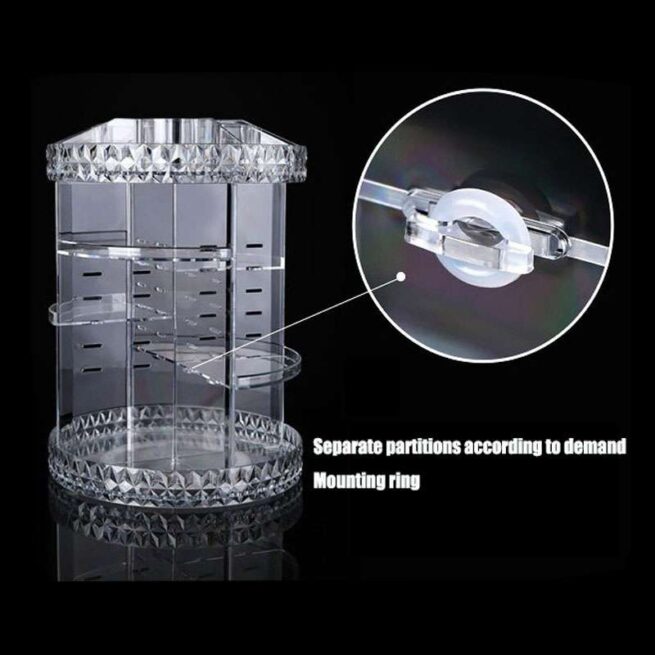 360 Rotating Decorative Diamond Cosmetic Organizer