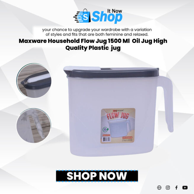Maxware Household – Flow Jug 1500 Ml – Oil Jug – High Quality Plastic Jug – Pitcher Jug – Beverages Jug (random Color)