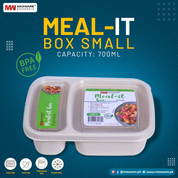Maxware Household – Meal-it Box – Small – 700ml – Lunch Box With Two Portions/compartments (random Color)