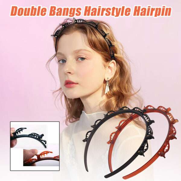 Pack Of 3 Double Bangs Hairstyle Hair Clips Hairpin Head Hoop Twist Plait Clip Front Hair Clips Hairpin Headband Beauty Tool