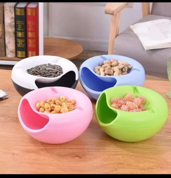 Shape Snack Bowl Plastic Lazy Fruit Plate Double Snack Storage Bowl Fruit Plate With Phone Holder Multi-color Optional