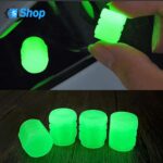 Universal Fluorescent Motorcycles, Bike (green) 4 Pcs Tire Valve Caps Green Noctilucent Light Automobile Tire Valve Stem Caps, Fluorescent Car Tire Air Caps Cover Glow At Night Compatible With Truck, Suv, Motorcycles, Bike