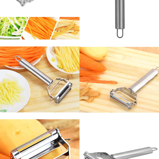 Pack Of 3 Stainless Steel Julienne Peeler And Vegetable Peeler With Premium Ultra Sharp Double Grater Blades For Salad, Potato, Carrot, Fruit And Veggie Noodles