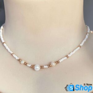High Quality White & Golden Stone Pearl Ladies Choker Necklaces Ladies Haar – Necklace For Girls Unique Design -wedding Necklace -fashion Jewelry
