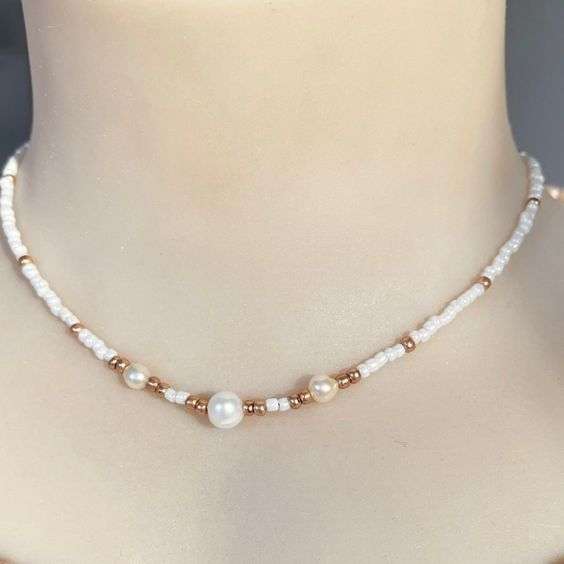 High Quality White & Golden Stone Pearl Ladies Choker Necklaces Ladies Haar – Necklace For Girls Unique Design -wedding Necklace -fashion Jewelry