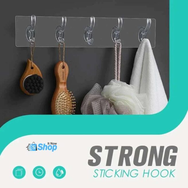 ( Pack Of 4 ) Transparent Hook Strong Self Adhesive Door Wall Hangers Towel Handbag Key Hook Plug Hook Kitchen Bathroom Accessories Decorative